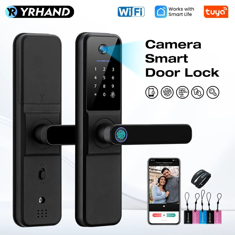 YRHAND H01 Tuya WiFi Smart Door Lock – Biometric, Camera & Fingerprint | IP66 Waterproof Security