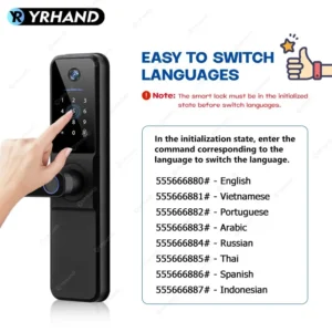 YRHAND H01 Smart Door Lock – Tuya WiFi Digital Lock with Biometric Camera & Fingerprint - Image 3