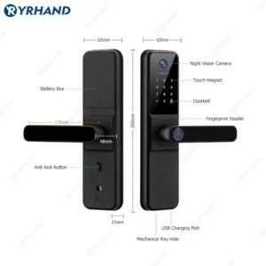 YRHAND H01 Tuya WiFi Smart Door Lock – Biometric, Camera & Fingerprint | IP66 Waterproof Security - Image 5