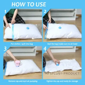 5PCS Vacuum Compression Bags for Clothes, Quilts, and Bedding – Transparent, Space-Saving Underbed Storage with Air Pump - Image 4