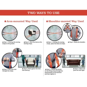 Lifting Moving Strap Furniture Transport Belt, Shoulder Straps for Easier Team Conveying and Storage - Image 3