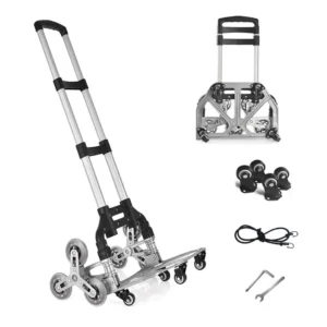 180lbs Stair Climbing Folding Cart – Aluminum Hand Truck with Swivel Mute Wheels for Groceries - Image 2